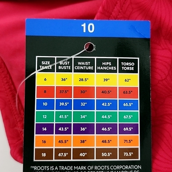 ROOTS Women's One Piece Pink Swimsuit  Floral Print High Neck High Back Sz 10 - Picture 9 of 16